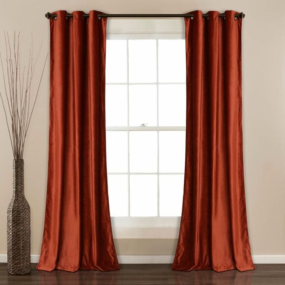 Lush Decor Other - 🆕 Lush Decor Set of 2 95x38" Prima Velvet Solid Light Filtering Curtains Orange